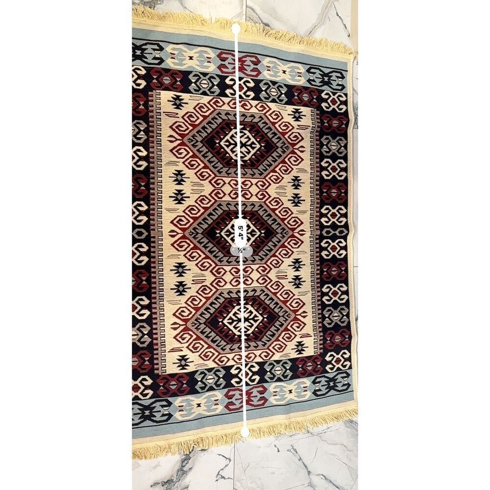 Handmade Reversible 3 X 5 Blanket Rug Aztec Style Rug Thin Cotton Rug Throw Rug - Picture 4 of 10